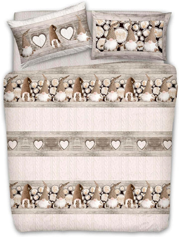 Parure Copripiumino Matrimoniale e Singolo 100% Cotone | Gnomi Beige